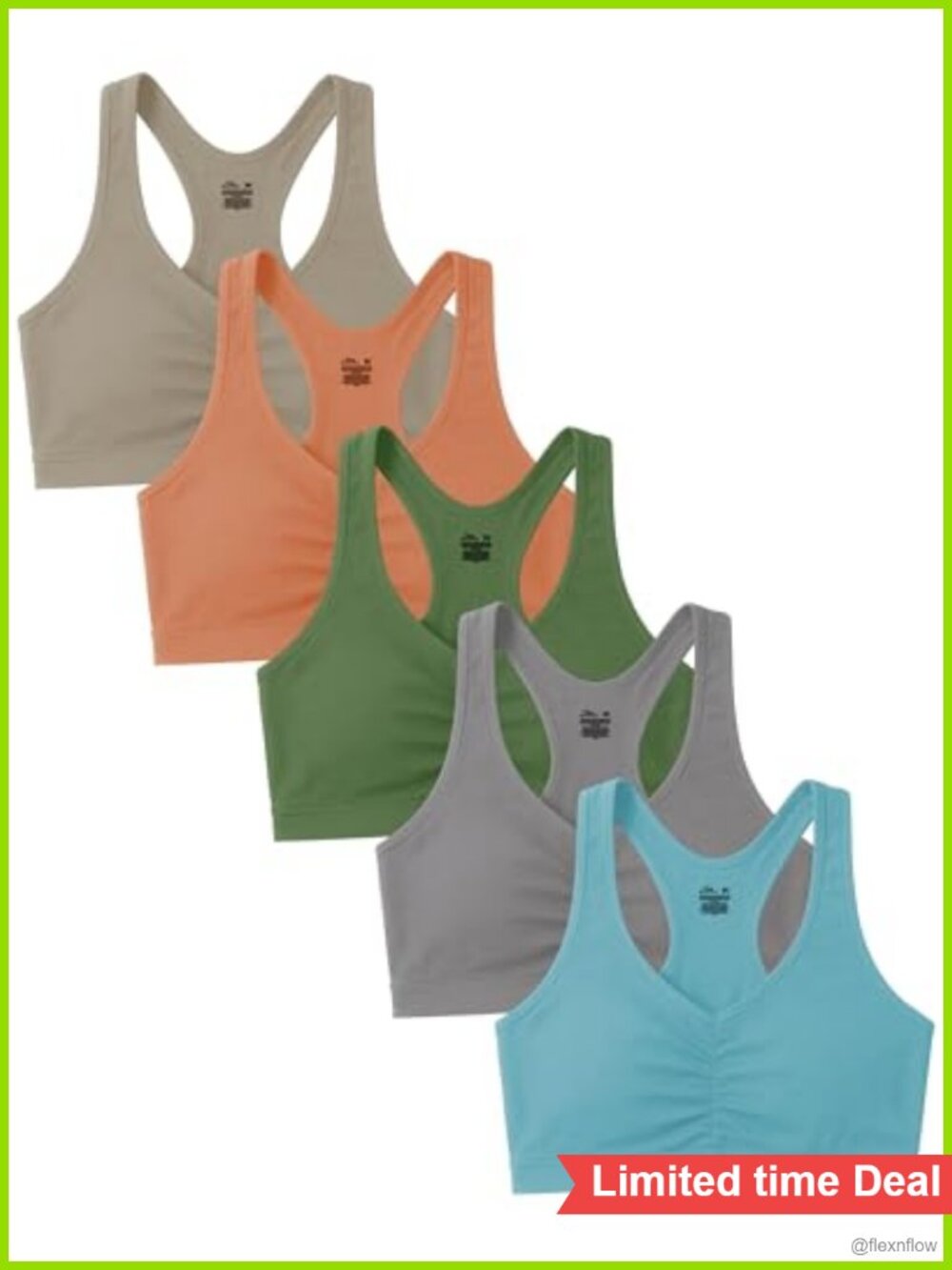 Cotton Spandex Racerback Sports Bras, 4-Way Stretch, Wirefree Pullover,